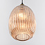 Hanglamp Erin van geribbeld amber glas, 3-lichts
