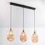 Hanglamp Erin van geribbeld amber glas, 3-lichts