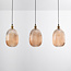 Hanglamp Erin van geribbeld amber glas, 3-lichts