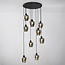 9-lichts hanglamp Alturas - zwart met smoke grijs glas