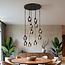 11-lichts hanglamp Hanford - zwart met smoke grijs glas