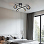 Moderne plafondlamp, 4-lichts zwart met smoke glas - Nymo