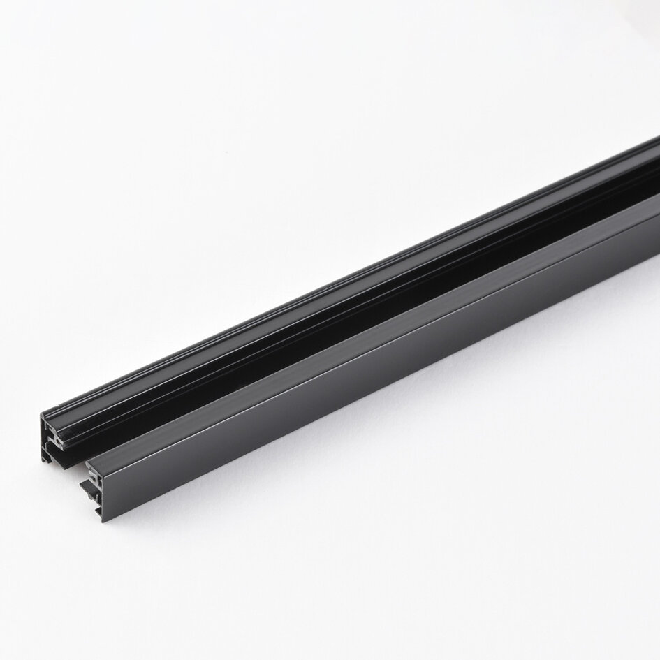 Koppelbare 1-fase rail van 75 cm zonder aansluitblok, met eindkap - zwart