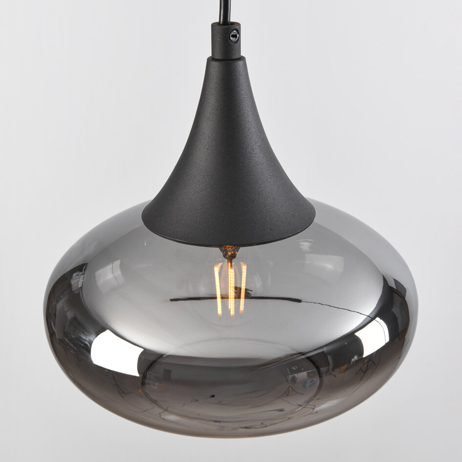 1-fase rail hanglamp Nill met smoke glas en spiegeleffect