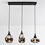 3-lichts hanglamp Lovi - zwart met smoke glas en spiegeleffect