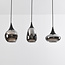 3-lichts hanglamp Lovi - zwart met smoke glas en spiegeleffect