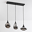 3-lichts hanglamp Lovi - zwart met smoke glas en spiegeleffect