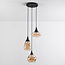 Moderne hanglamp met amber glas, 3-lichts - Loua