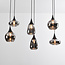 Zwarte hanglamp Loic met smoke glas, 6-lichts