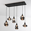 Zwarte hanglamp Loic met smoke glas, 6-lichts