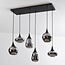 Zwarte hanglamp Loic met smoke glas, 6-lichts