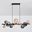 Design hanglamp Deka zwart met amber en smoke glas, 10-lichts