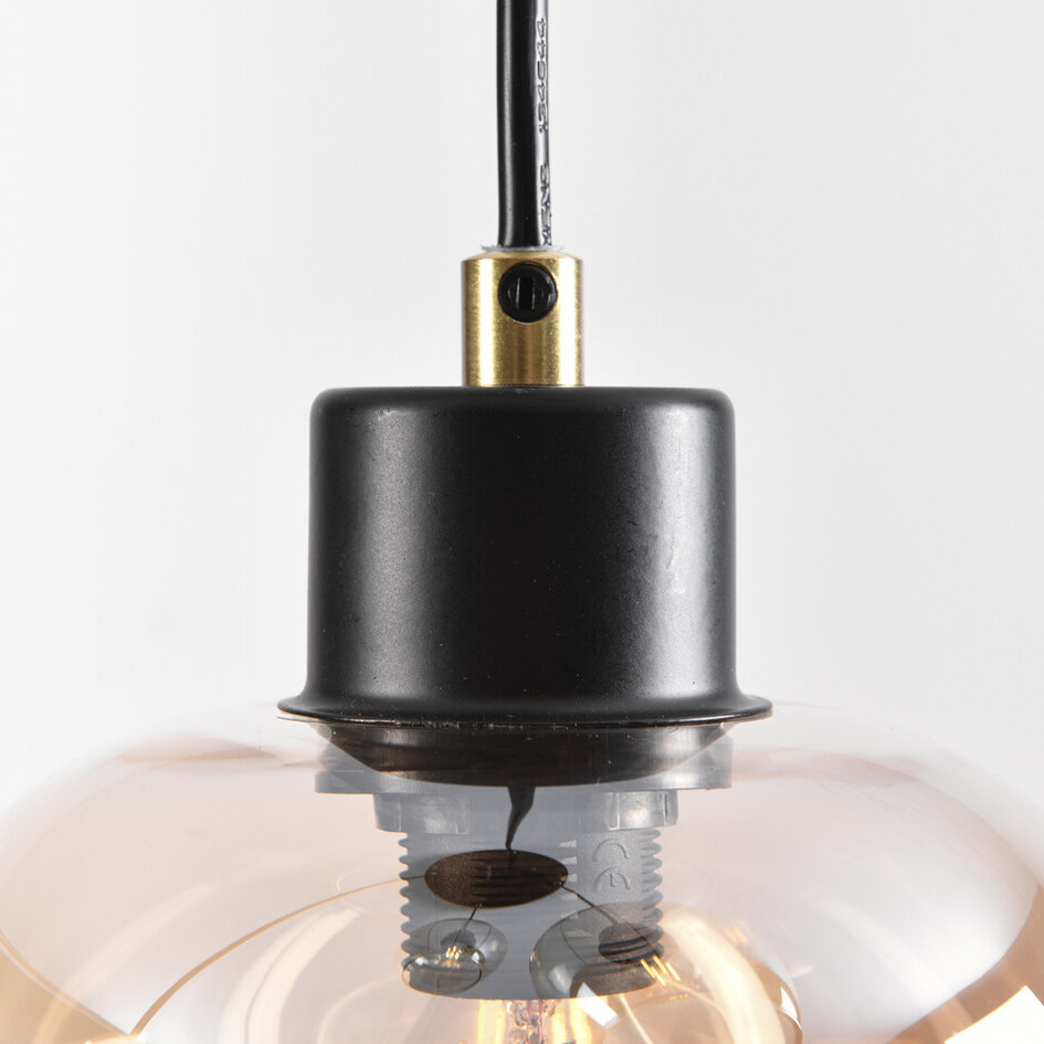 4-lichts hanglamp met amber glas - Raleigh