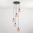5-lichts hanglamp Glendale - amber glas