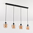 4-lichts hanglamp Sanford - amber glas