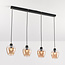 4-lichts hanglamp Sanford - amber glas