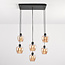 6-lichts hanglamp Arvada - amber glas