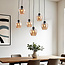 6-lichts hanglamp Arvada - amber glas