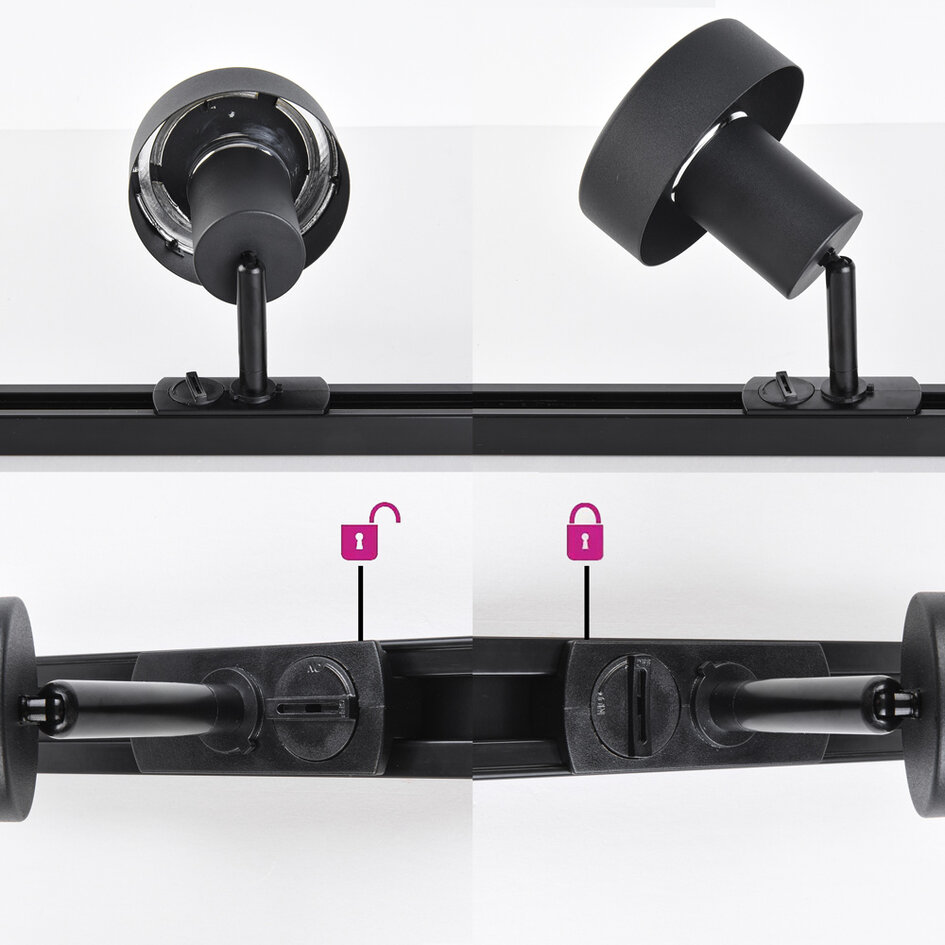 Modern 1-fase railsysteem van 3 meter met Joel spots - plafondlamp