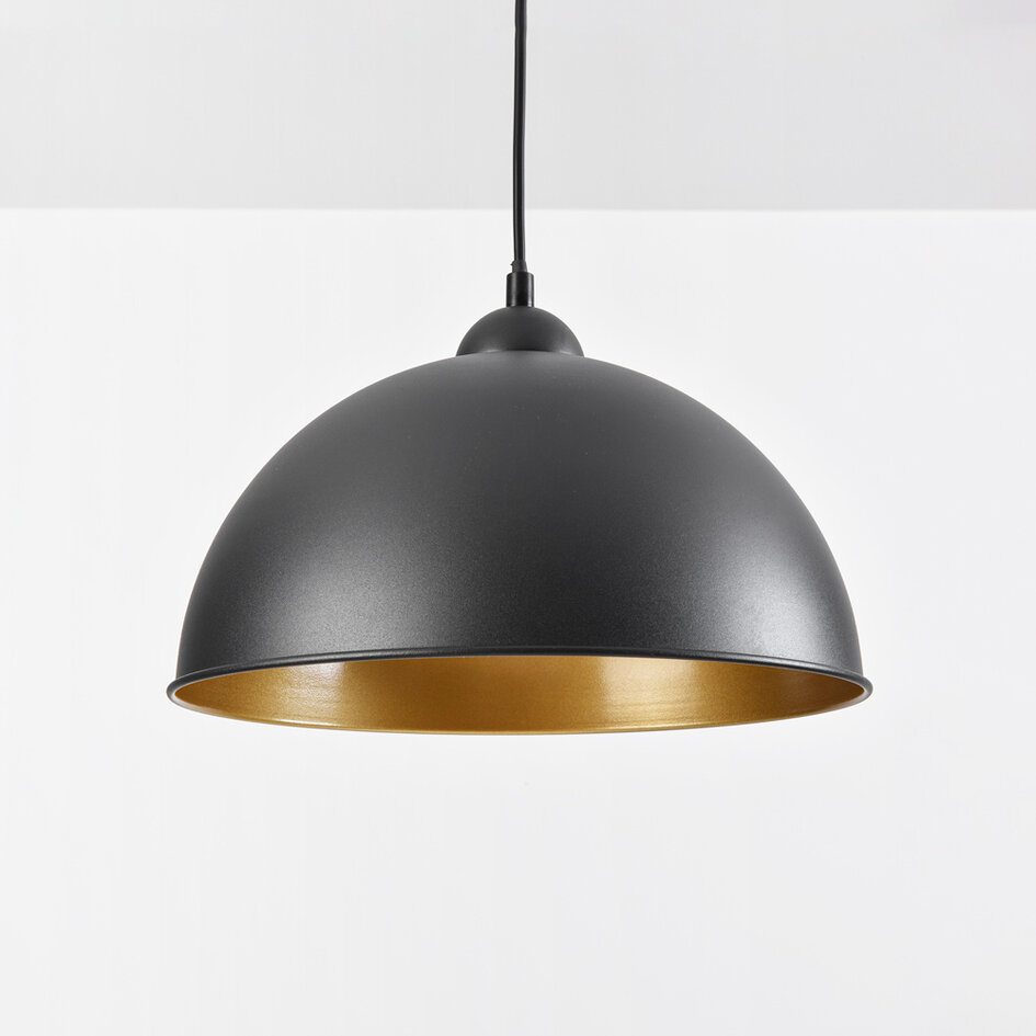 1 fase rail hanglamp Fos - zwart met gouden binnenkant