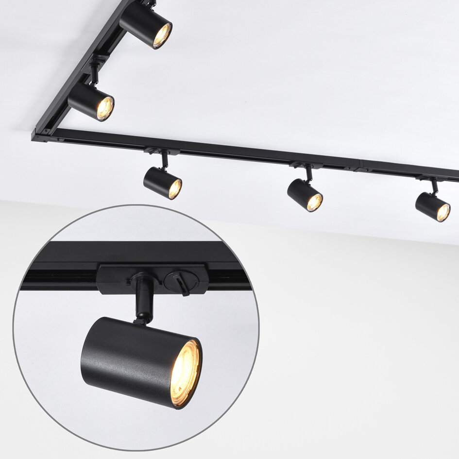 Modern 1-fase railsysteem van 3 meter met Nox spots - 3-staps dimbaar