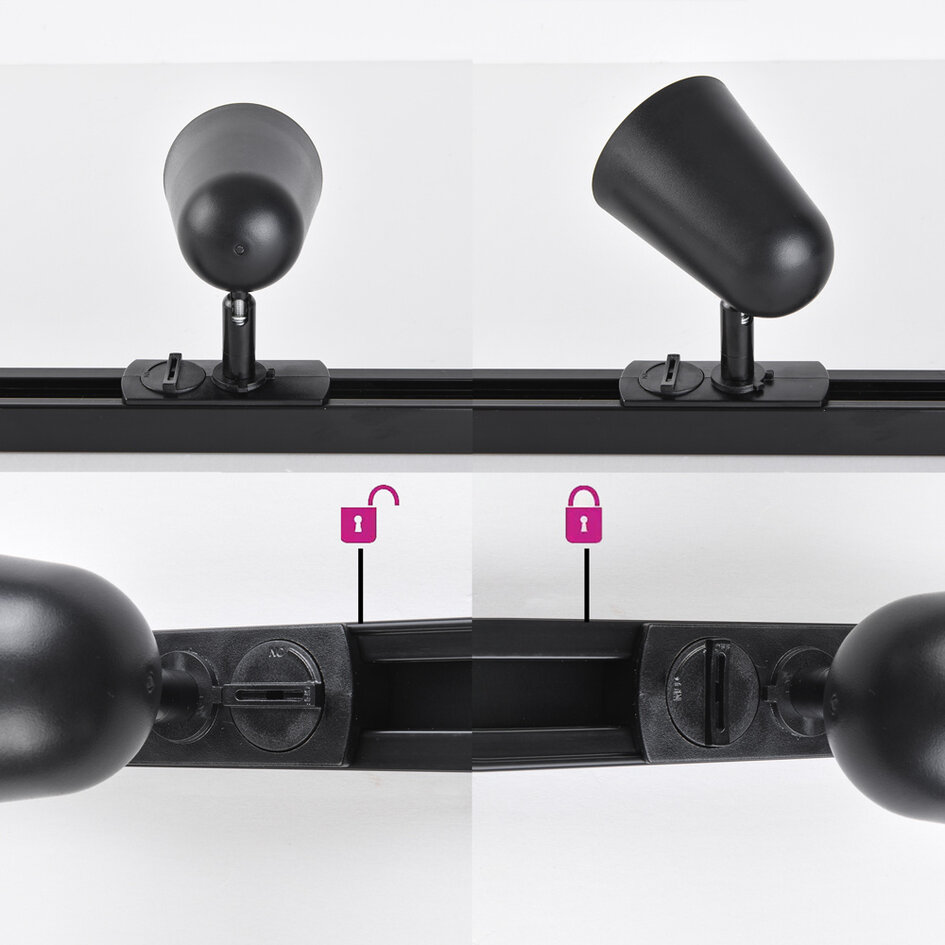 Railspot 1-fase Sev, 3-staps dimbaar - zwart met chrome