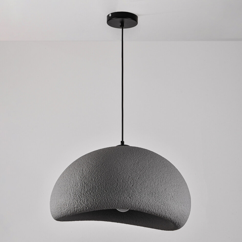 Wabi Sabi hanglamp Urban Stone met grijs steenmotief - 48 x 38 cm