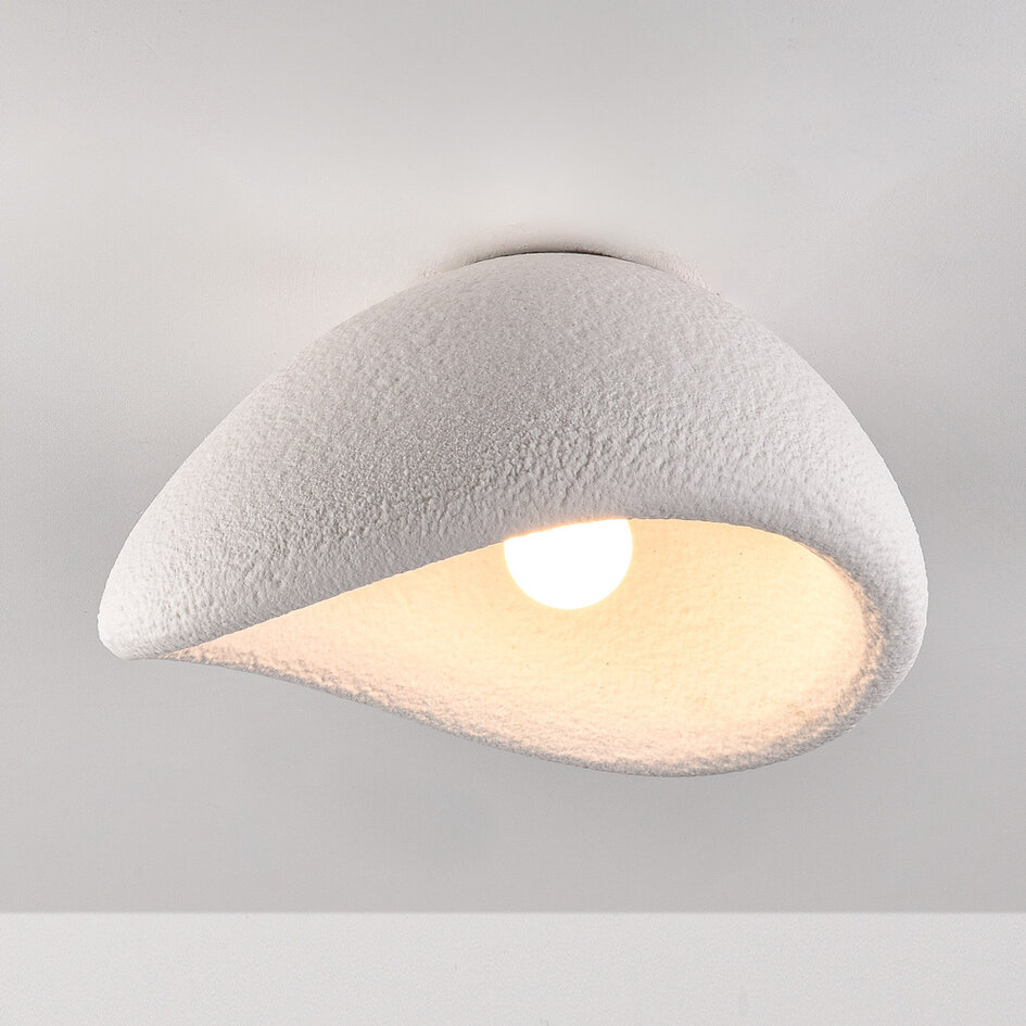 Wabi Sabi plafondlamp Concrete Aura 60 x 47 cm met steeneffect - wit