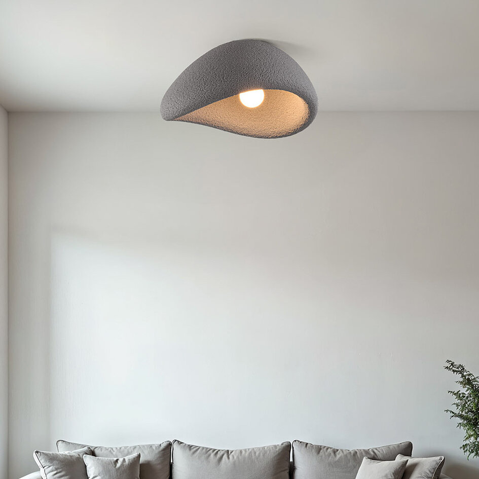 Wabi Sabi plafondlamp Concrete Aura 60 x 47 cm met steeneffect - grijs