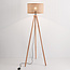 Houten vloerlamp driepoot met rotan kap - Vime