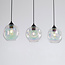 Moderne hanglamp Fayen zwart met parelmoer glas, 3-lichts