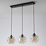 3-lichts hanglamp Fayen - zwart en cognac glas