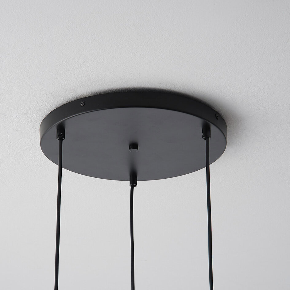 Design hanglamp Fajah zwart met organische vorm parelmoer glas, 3-lichts