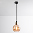 1-lichts hanglamp Verona - rond amber glas met bolling