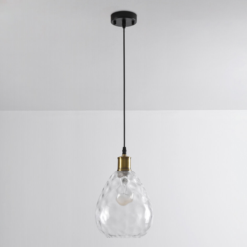 1-lichts hanglamp Verona transparant - druppel glas bolling