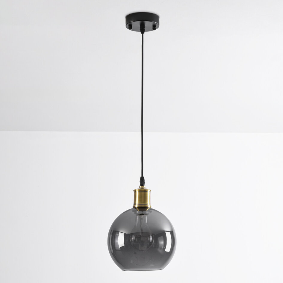 1-lichts hanglamp Verona smoke - rond egaal glas