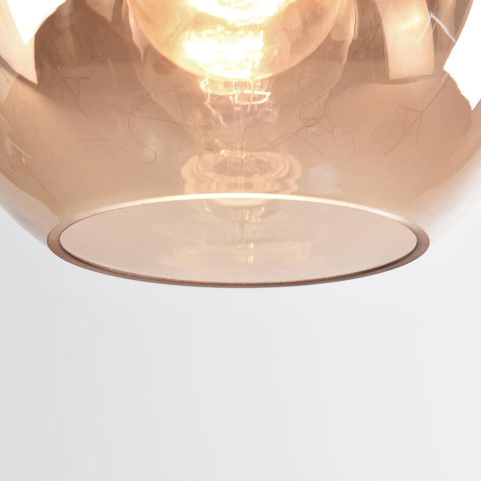 1-lichts hanglamp Verona amber - rond egaal glas