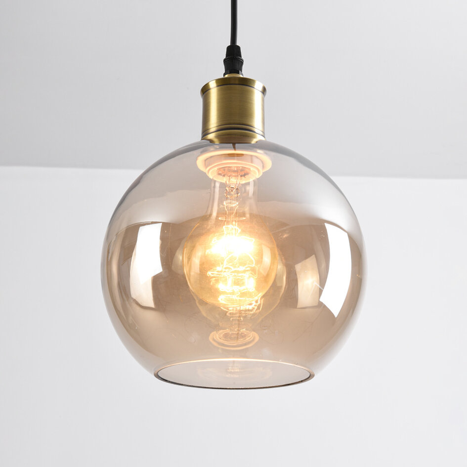 1-lichts hanglamp Liya cognac glas