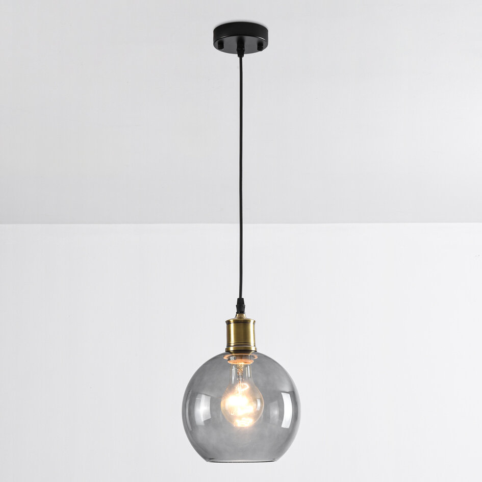 1-lichts hanglamp Liya in smoke glas, variant 1