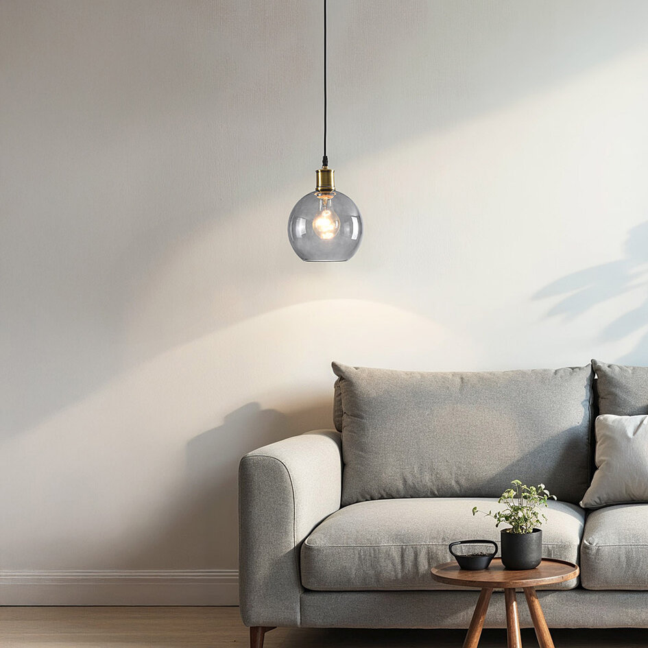 1-lichts hanglamp Liya in smoke glas, variant 1