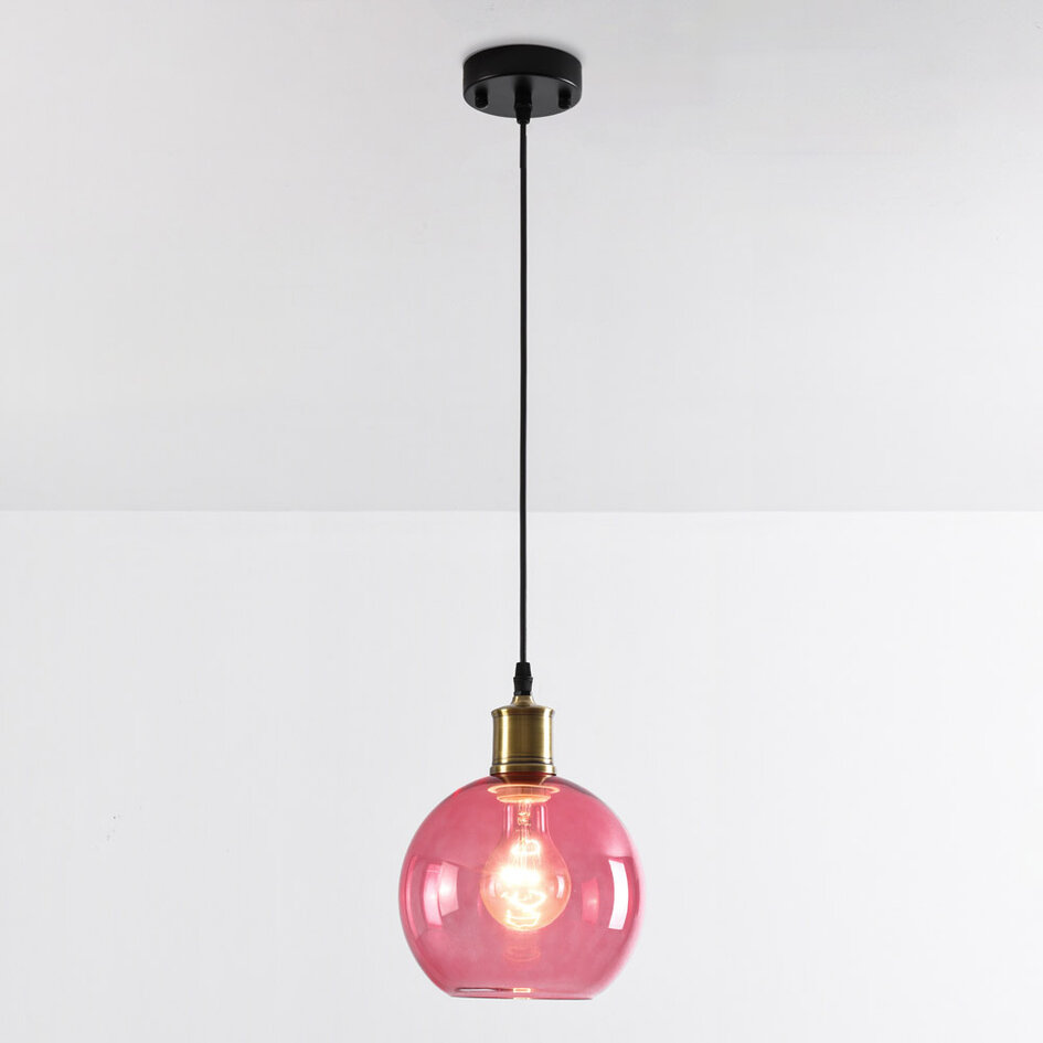 1-lichts hanglamp Liya in rood glas, variant 4