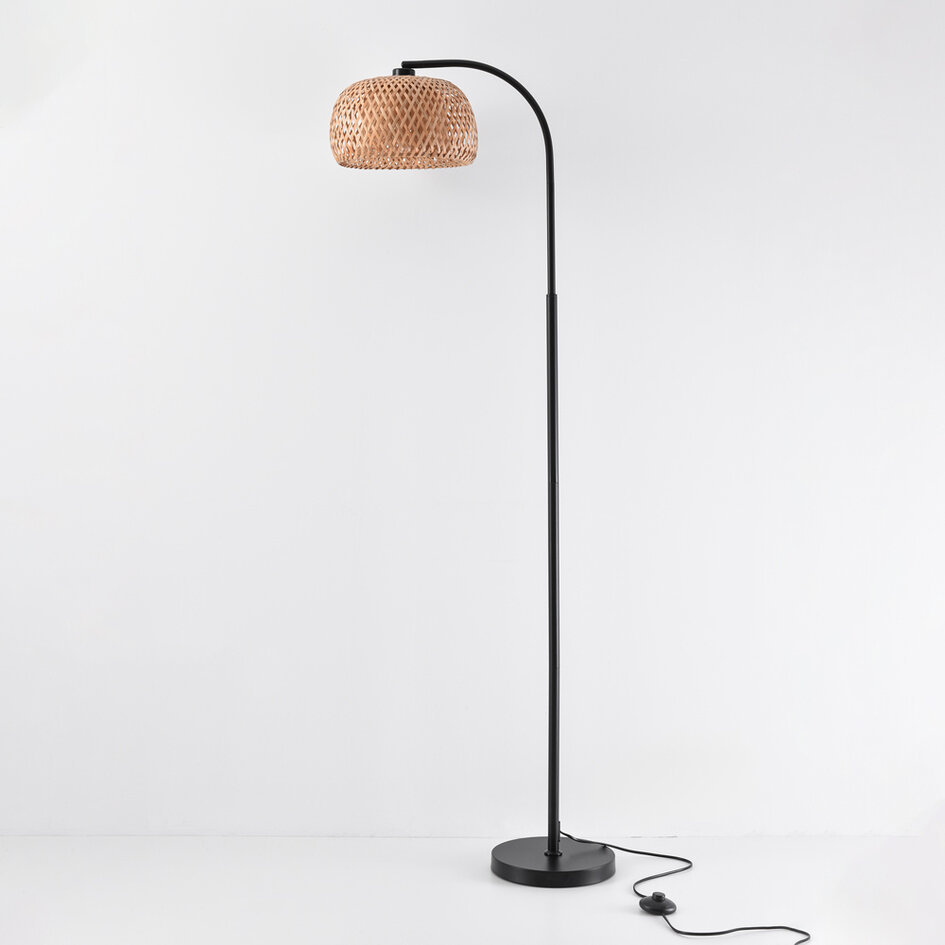 Staande booglamp met bamboe kap - Seren