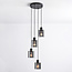 4-lichts hanglamp Pella - zwart en smoke glas