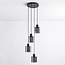 4-lichts hanglamp Pella - zwart en smoke glas