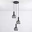3-lichts hanglamp Brinati - grijs matglas