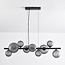 9-lichts hanglamp Givree - zwart en grijs matglas