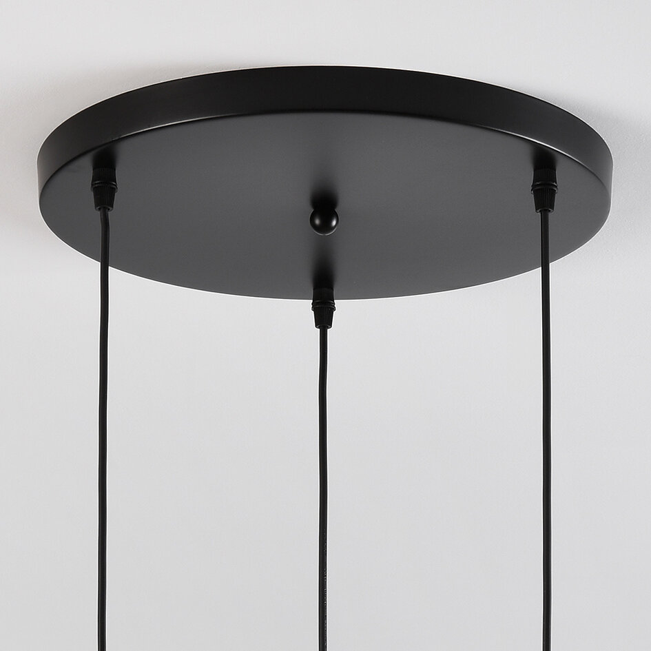 3-lichts zwarte hanglamp van smoke glas met bolling  - Verona