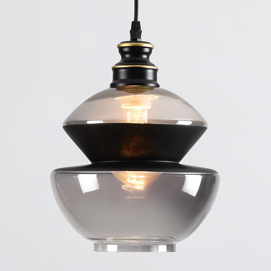 Hanglamp Sofie - smoke glas ronde art-deco bol