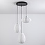 3-lichts japandi hanglamp met witte stoffen lampionnen - Fabrica