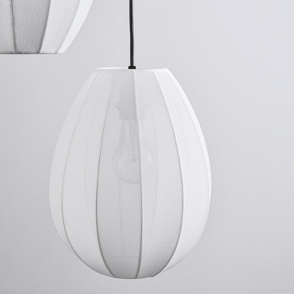 3-lichts hanglamp Fabrica - witte stoffen lampionnen